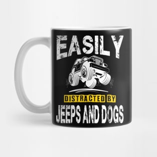 Easily Distracted By Jeeps And Dogs Funny Jeep Men/Women/Kid Jeep Mug